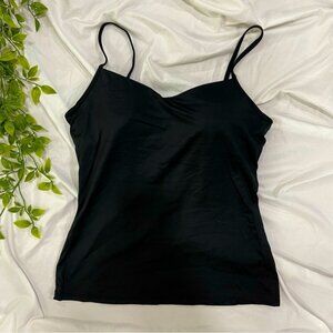Black Padded Cami Tank Top Adjustable Straps Size L